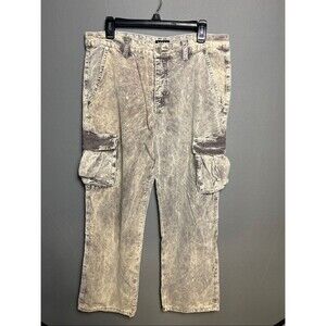 Boohoo Men's Washed Gray Cargo Button down Pants W32